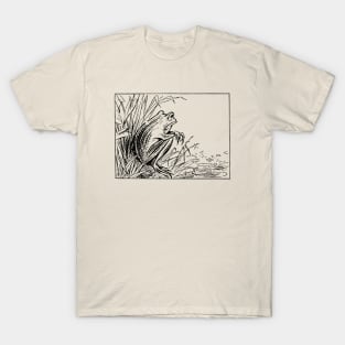 Of Frogs and Feelings, Melancholic Cute Cottagecore Toad, By the Pond, Vintage Aesthetic T-Shirt